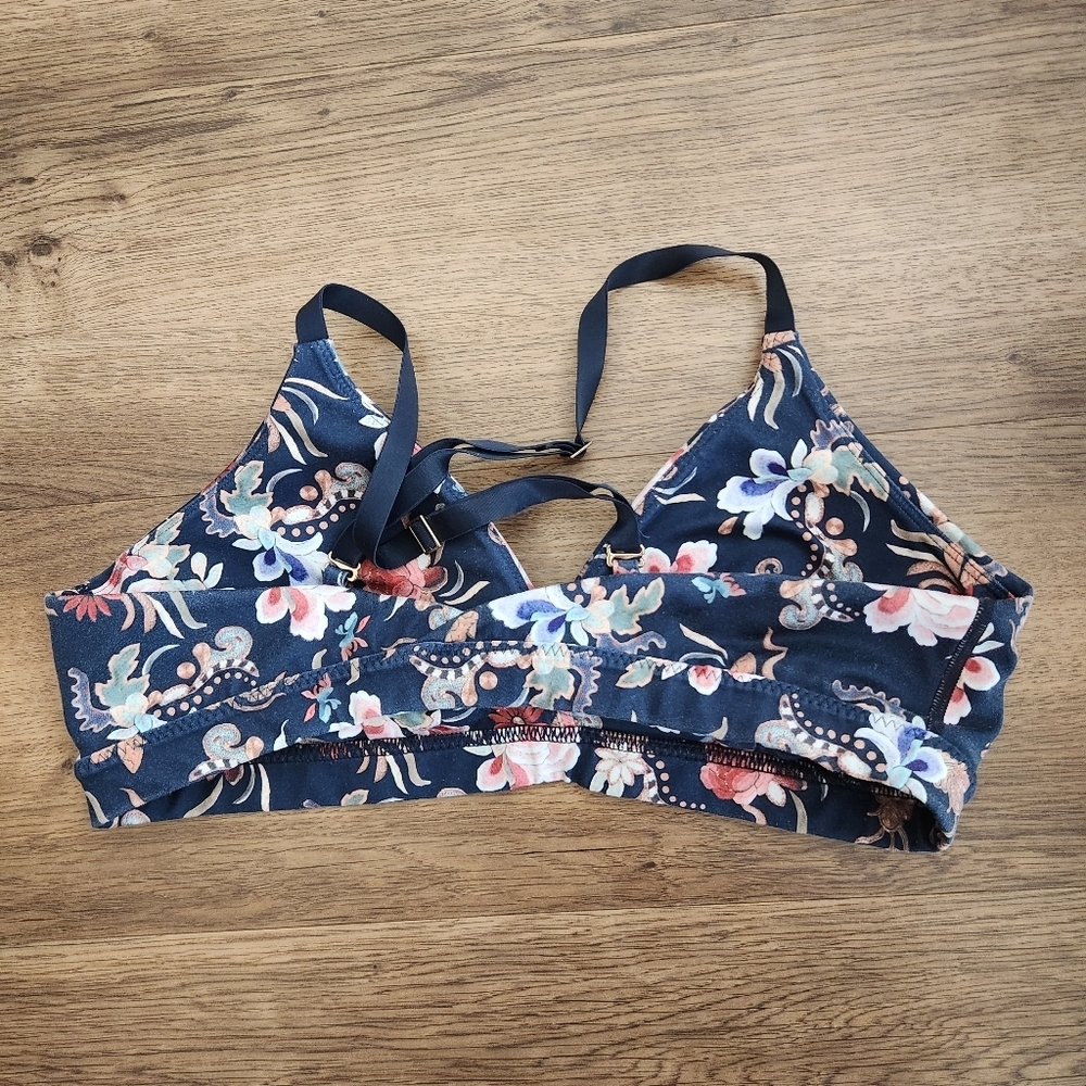 Athleta Floral Sports Bra - Black and Pink - Picture 2 of 4